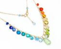 - Rainbow Multi Gemstone Necklace in Gold Filled, Precious Drop Necklace