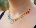 - Rainbow Multi Gemstone Necklace in Gold Filled, Precious Drop Necklace