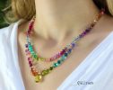 - Rainbow Multi Gemstone Necklace in Gold Filled, Precious Drop Necklace