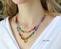 - Rainbow Multi Gemstone Necklace in Gold Filled, Precious Drop Necklace