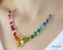 - Rainbow Multi Gemstone Necklace in Gold Filled, Precious Drop Necklace
