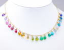 - Rainbow Multi Gemstone Necklace in Gold Filled, Precious Drop Necklace