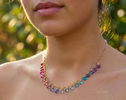 - Rainbow Multi Gemstone Necklace in Gold Filled, Precious Drop Necklace
