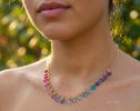 - Rainbow Multi Gemstone Necklace in Gold Filled, Precious Drop Necklace