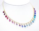 - Rainbow Multi Gemstone Necklace in Gold Filled, Precious Drop Necklace