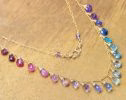 - Rainbow Multi Gemstone Necklace in Gold Filled, Precious Drop Necklace