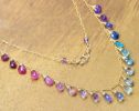 - Rainbow Multi Gemstone Necklace in Gold Filled, Precious Drop Necklace
