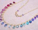- Rainbow Multi Gemstone Necklace in Gold Filled, Precious Drop Necklace