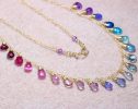 - Rainbow Multi Gemstone Necklace in Gold Filled, Precious Drop Necklace