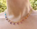 - Rainbow Precious Drop Gemstone Necklace