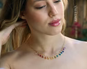 - Rainbow Precious Drop Gemstone Necklace, Colorful Necklace with a Paperclip Chain