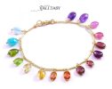 - Rainbow Precious Gemstone Bracelet, Multi Stone Chain Bracelet