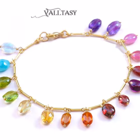 The Rainbow Rain Bracelet – Rainbow Precious Gemstone Bracelet, Multi Stone Chain Bracelet