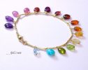 - Rainbow Precious Gemstone Bracelet, Multi Stone Chain Bracelet