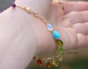 - Rainbow Precious Gemstone Bracelet, Multi Stone Chain Bracelet