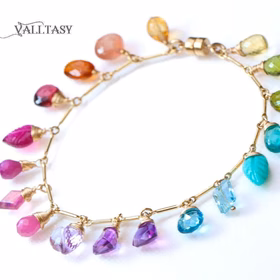 The Fancy Summer Bracelet - Rainbow Precious Gemstone Bracelet, Multi Stone Chain Bracelet