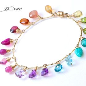 The Fancy Summer Bracelet – Rainbow Precious Gemstone Bracelet, Multi Stone Chain Bracelet