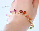 - Rainbow Precious Gemstone Bracelet, Multi Stone Chain Bracelet