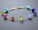 - Rainbow Precious Gemstone Bracelet Wire Wrapped in Gold Filled