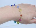 - Rainbow Precious Gemstone Bracelet Wire Wrapped in Gold Filled