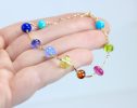 - Rainbow Precious Gemstone Bracelet Wire Wrapped in Gold Filled
