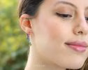 - Rubellite Pink, Green and Paraiba Blue Tourmaline Earrings, Modern Linear Gemstone Earrings