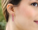 - Rubellite Pink Tourmaline and Iolite Open Hoops, Mismatched Earrings Set