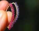 - Rubellite Pink Tourmaline and Iolite Open Hoops, Mismatched Earrings Set