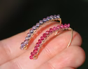 - Rubellite Pink Tourmaline and Iolite Open Hoops, Mismatched Earrings Set