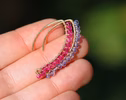 - Rubellite Pink Tourmaline and Iolite Open Hoops, Mismatched Earrings Set
