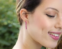 - Rubellite Pink Tourmaline and Iolite Open Hoops, Mismatched Earrings Set