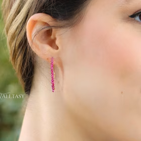 The Pink Lace Earrings – Rubellite Pink Tourmaline Earrings, Modern Linear Gemstone Earrings
