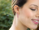 - Rubellite Pink Tourmaline Earrings, Modern Linear Gemstone Earrings