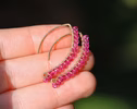 - Rubellite Pink Tourmaline Earrings, Modern Linear Gemstone Earrings