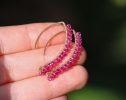 - Rubellite Pink Tourmaline Earrings, Modern Linear Gemstone Earrings