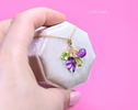 - Solid Gold 14K Amethyst and Peridot Charm with a Lobster Clasp