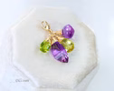 - Solid Gold 14K Amethyst and Peridot Charm with a Lobster Clasp
