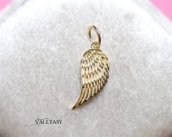 - Solid Gold 14K Angel Wing Charm