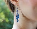 - Solid Gold 14K Blue Kyanite Earrings, Blue Long Cluster Gemstone Earrings