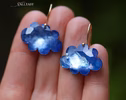- Solid Gold 14K Cloud Earrings, Unique Earrings Design