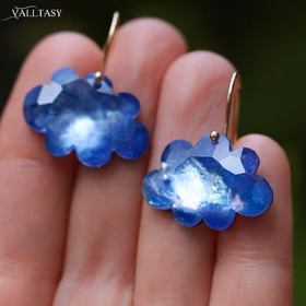 The Cloud Earrings - Solid Gold 14K Cloud Earrings, Unique Earrings Design