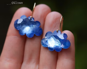 - Solid Gold 14K Cloud Earrings, Unique Earrings Design