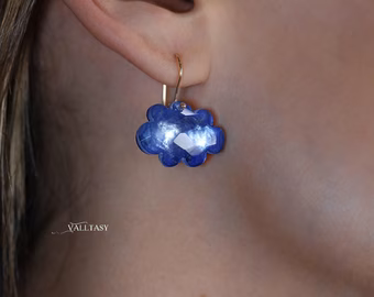 - Solid Gold 14K Cloud Earrings, Unique Earrings Design