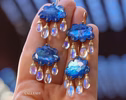 - Solid Gold 14K Cloud Moonstone Earrings, Unique Earrings Design