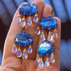 The Moonstone Cloud Earrings – Solid Gold 14K Cloud Moonstone Earrings, Unique Earrings Design