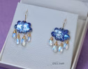 - Solid Gold 14K Cloud Moonstone Earrings, Unique Earrings Design