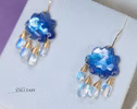 - Solid Gold 14K Cloud Moonstone Earrings, Unique Earrings Design