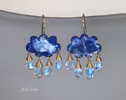 - Solid Gold 14K Cloud Moonstone Earrings, Unique Earrings Design