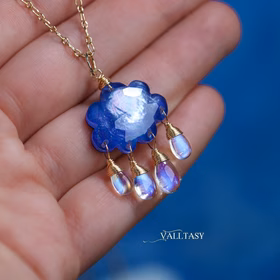 The Moonstone Cloud Pendant – Solid Gold 14K Cloud Moonstone Pendant without a Chain, Unique Moonstone Charm Design