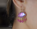 - Solid Gold 14K Cloud Pink Amethyst and Sapphire Earrings, Unique Earrings Design